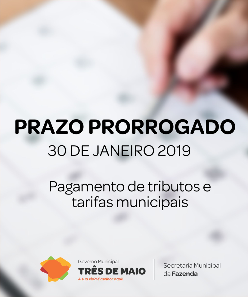 Data para pagamento de tributos e tarifas municipais é prorrogado
